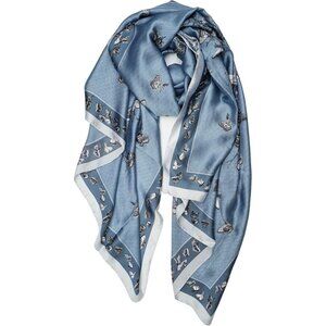 Women  Blue/Butterfly  Mulberry Silk Shawl Lightweight Sunscreen Scarf